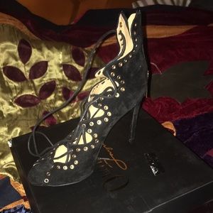 Black lace up heels